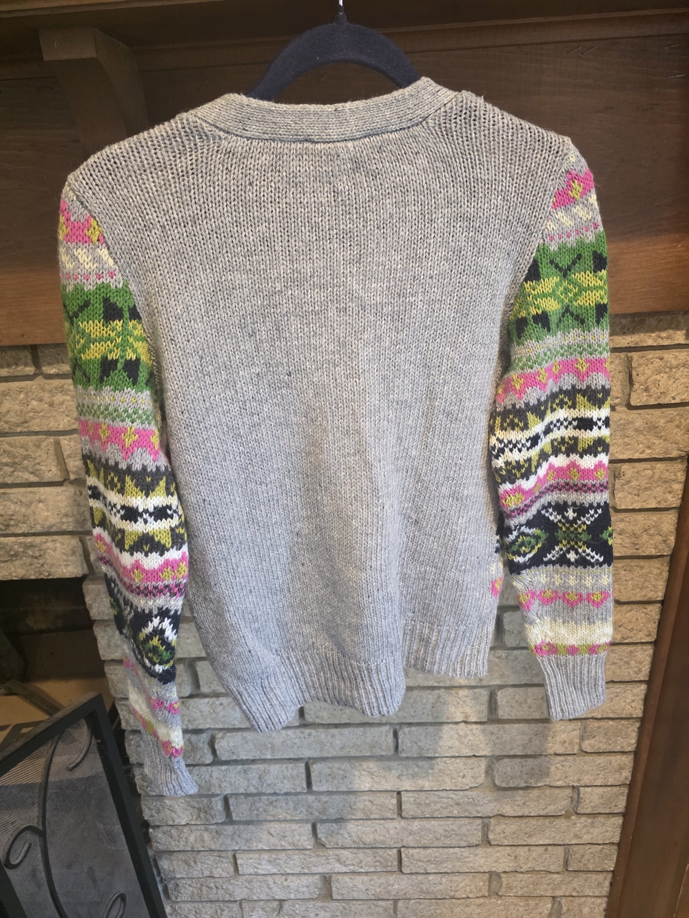 St. John's Bay Multicolor Fair Isle Cardigan - Pink, Green, Gray - Picture 4 of 5